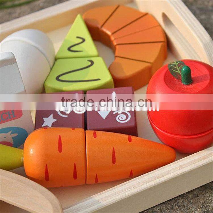 New design preschool food set toys wooden kids play food W10B184