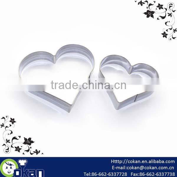 2pcs heart shape stainless steel cookie cutter set CK-CM0425E