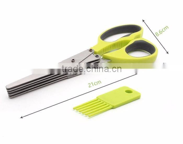 Kitchen Five Layers of Multilayer Stainless Steel Scissors Cut Green Onion Mince Coriander Laver