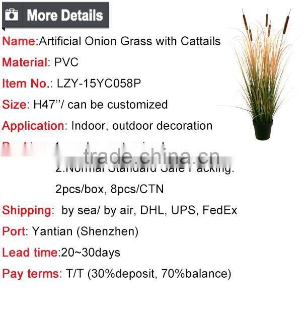 Dongugan Factory Direct Sale Artificial Grass Onion Grass with Cattails in Pot Synthetic Potted Grass Pots Plant
