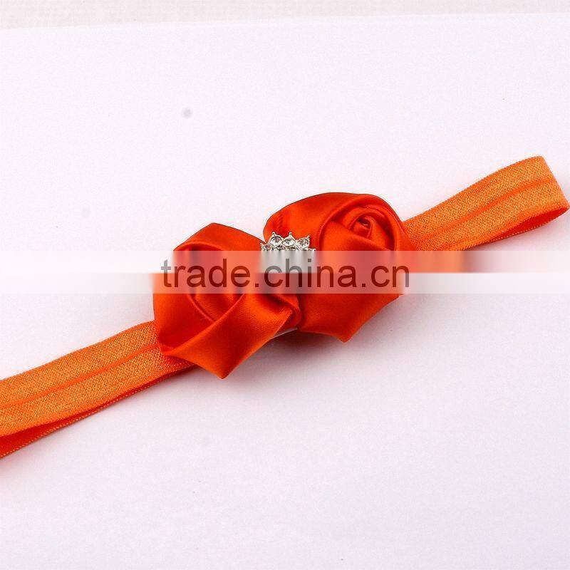rolled handmade rose flower headband satin flower hair band
