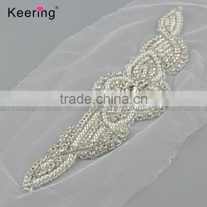WRA-850 wholesale crystal rhinestone applique trimming for wedding dress
