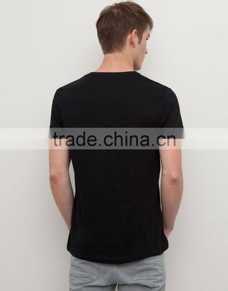 100% Cotton t-Shirt blank t shirts slim fit plain men tee black t-shirt