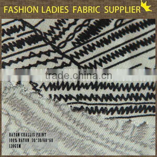 shaoxing cichengtex fashion black and white rayon fabric ,Geometric Shapes style fabric