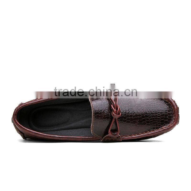 high quality crocodile top layer leather peas shoes casual fashion for male, men leather casual shoes sample for adults