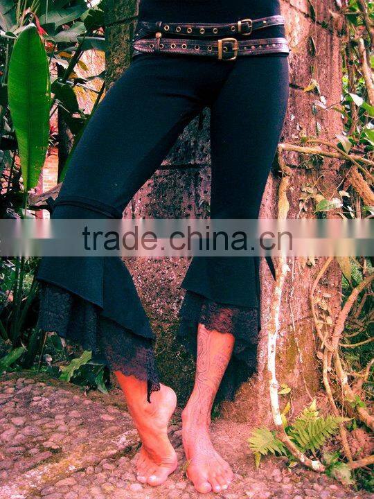 Boutique Wholesale Young Ladies Clothing Fashion Woman Capri Ruffle Pants Soft Cotton Casual Capris Pants