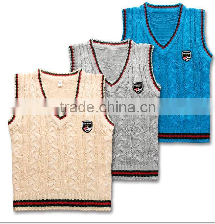Children sweater knit vest vest waistcoat male child sweater woolen design knitted machine price sleeveless sweater