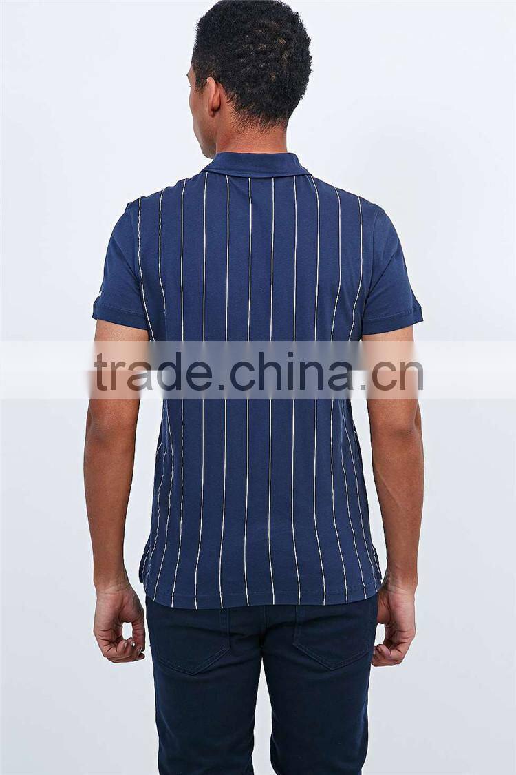 wholesale new design jersey fabric polo shirt vertical striped polo shirt custom