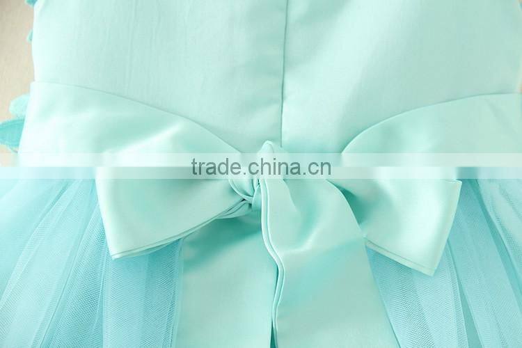 New India and Pakistan Clothing child Green handmade Flower wedding dress sweet girl Fluffy party dresses