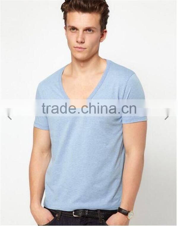Clothing manufacturers custom mens deep v neck t-shirt