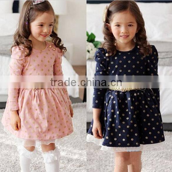 New Stylish Child Girls Clothes Buttons Princess Dress With Belt Casual Dresses for Girls 10 Years SV010782