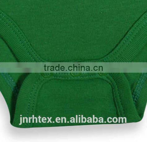 Short sleeve blank baby romper in green,custom plain baby rompers cotton