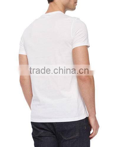 100% Cotton V neck Blank White T shirt