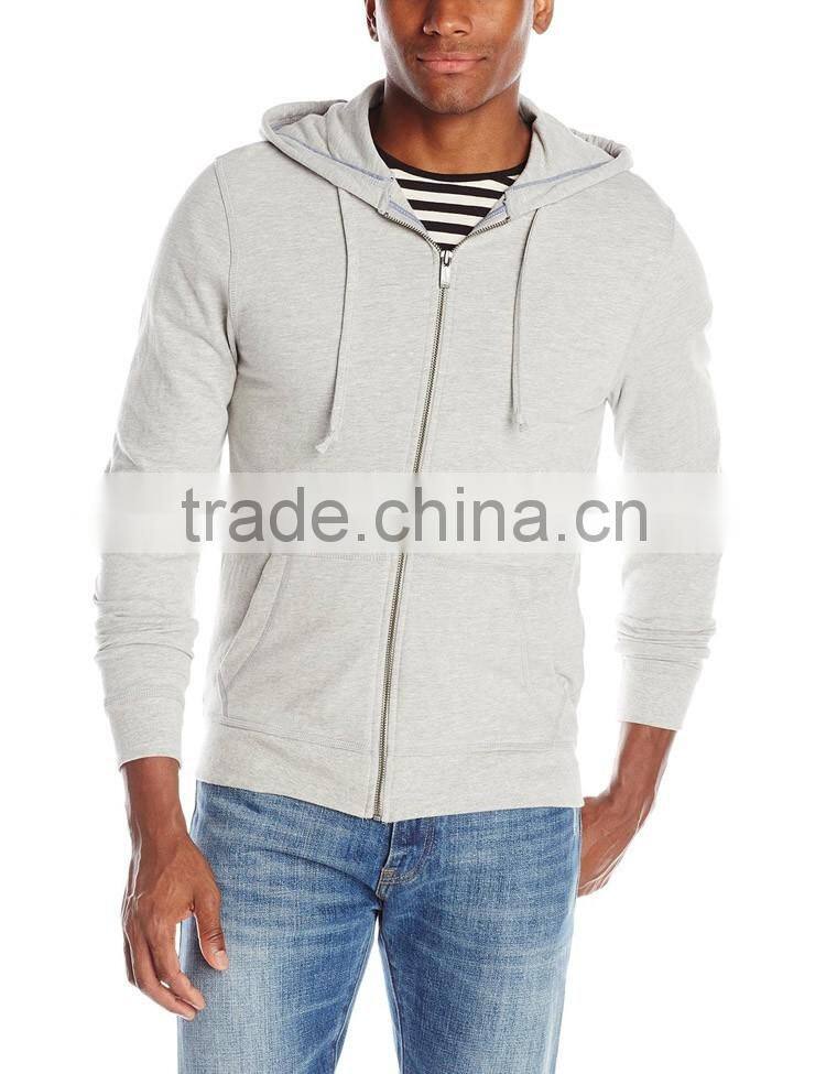 High quality mens plain hoodies zippered cotton hood casual daily wear