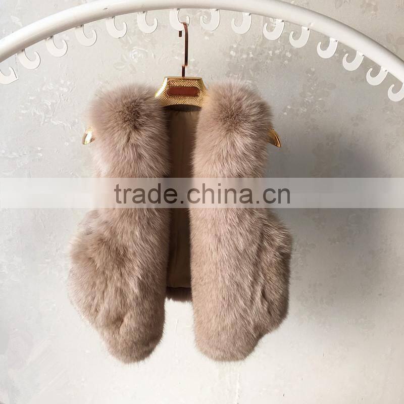 2016 full genuine leather real fox fur coat female short design fox fur vest slim waistcoat women fur