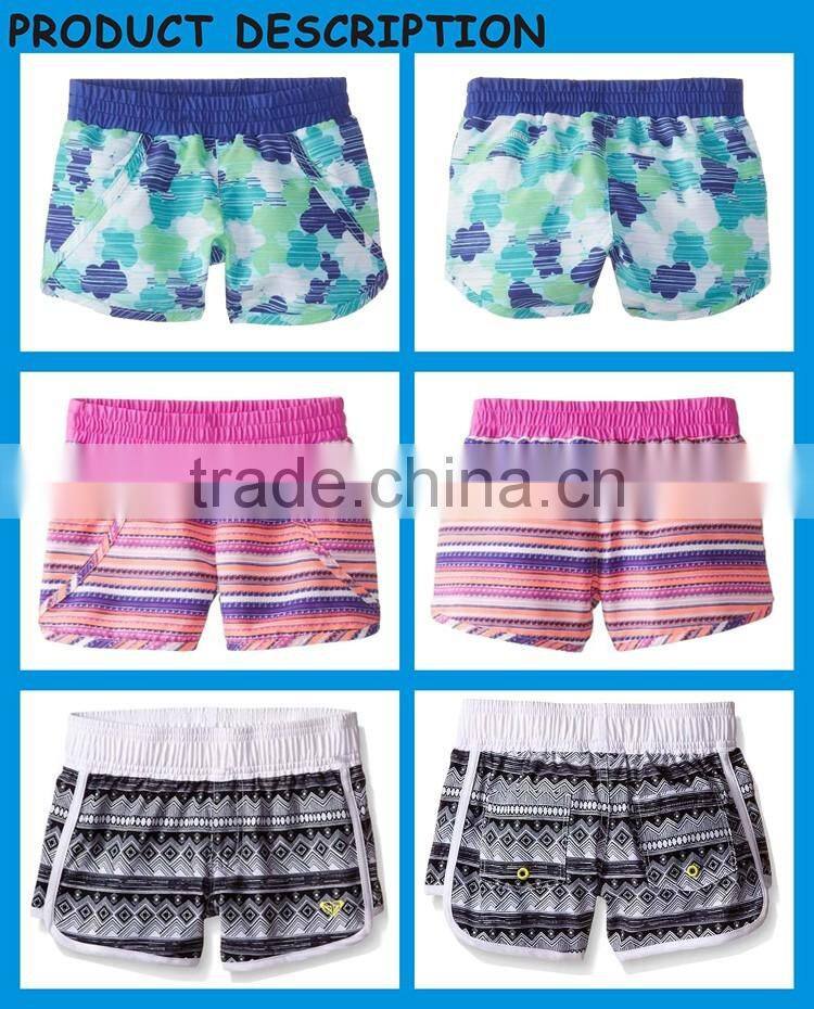 Pink Girl Stripe Printed Beach Short Women Board Short