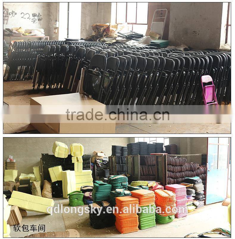 LS-9008A Hot sale top quality steel pipe cheap PU folding stool leather event chair wholesale metal folding chair