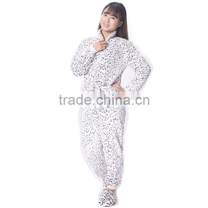 2016 new arrival printed coral fleece adult heated onesie