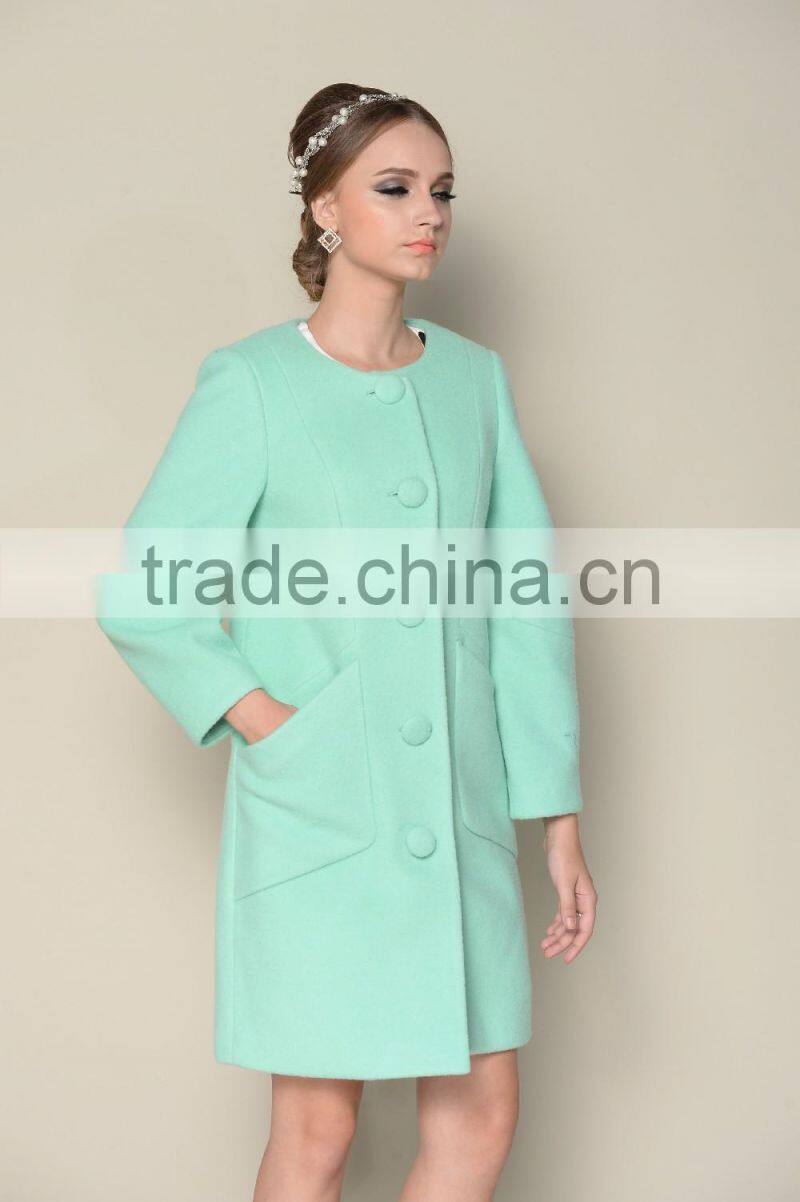 long style elegant plain red and green ladies fashion winter coat factory