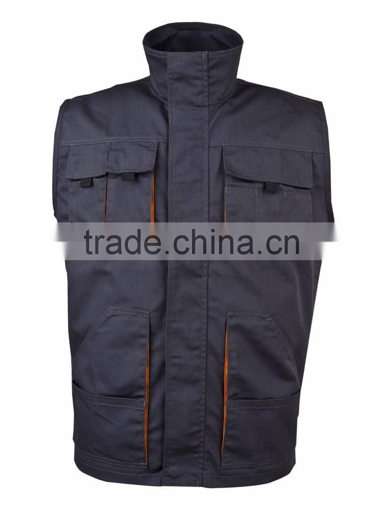 wholesale men workwear vest safety waistcoat with polyester cotton