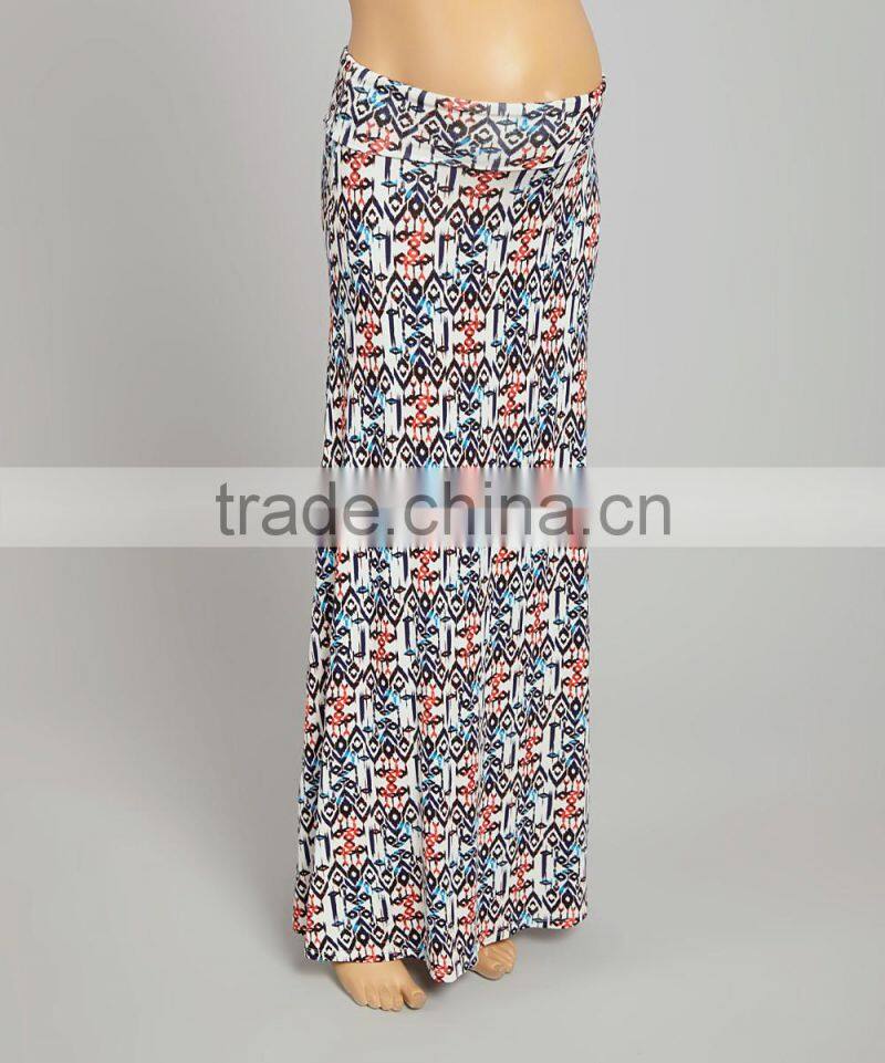 2016 New Maternity Skirt With Navy And Ivory Ikat Maternity Maxi Skirt Fashion Women Clothing WD80817-11