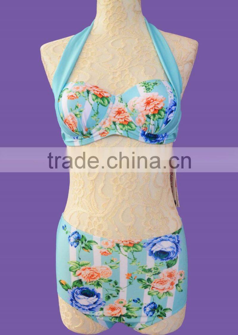 Fashion sexy bikini swimsuit female waist Floral Bikini explosion models