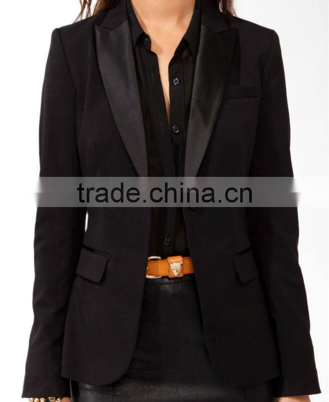 Women's Longline Satin Lapel Blazer