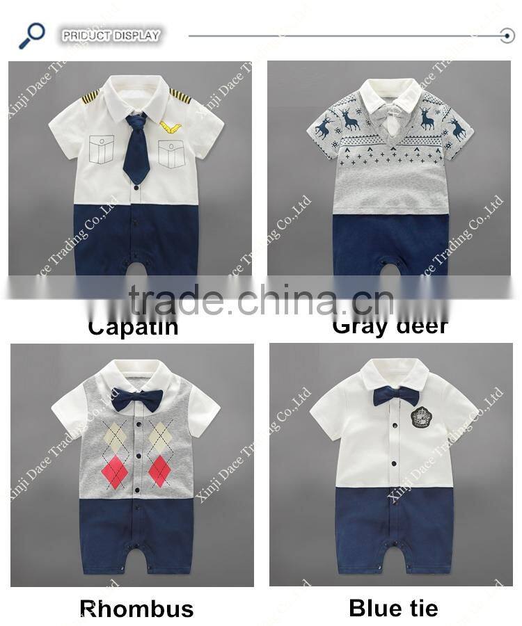 2017 baby boys gentleman vest tie Rompers climbing clothes jumpsuit kids modelling infant short sleeve climb clothes
