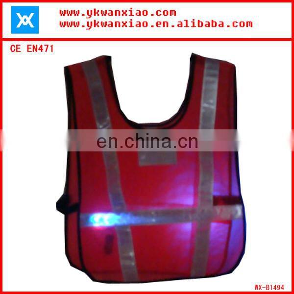 factory custom made light mesh led tubes flashing led lights high visibility Flashing LED security vest