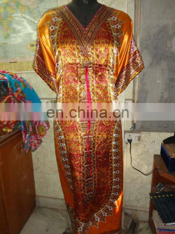 Printed Satin kaftan