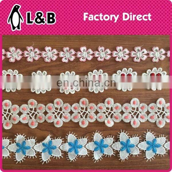 2017 embroidery white milk silk yards chemical lace trims border