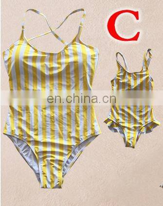 2019 SUMMER New Family Matching Mom Girls Bathing Suit striped floral Mommy and Me Swimsuit Swimwear Bikini set