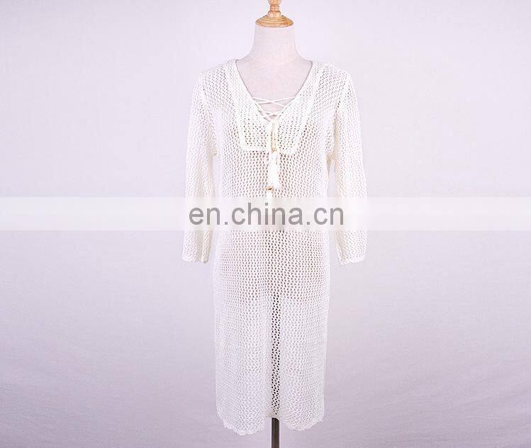 Beach Cover Up Mesh Swimwear Crochet Saida De Praia hollow Swimsuit Summer Dress Womens Lace Bathing Suit Cover-Ups pareo