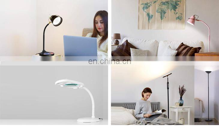 Functional LED magnify floor lamp for person with poor eyesight