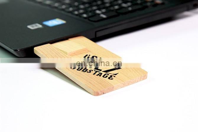 Personalized DIY LOGO Wooden Credit Card USB 2.0 Flash Drive Memory Stick For Computer