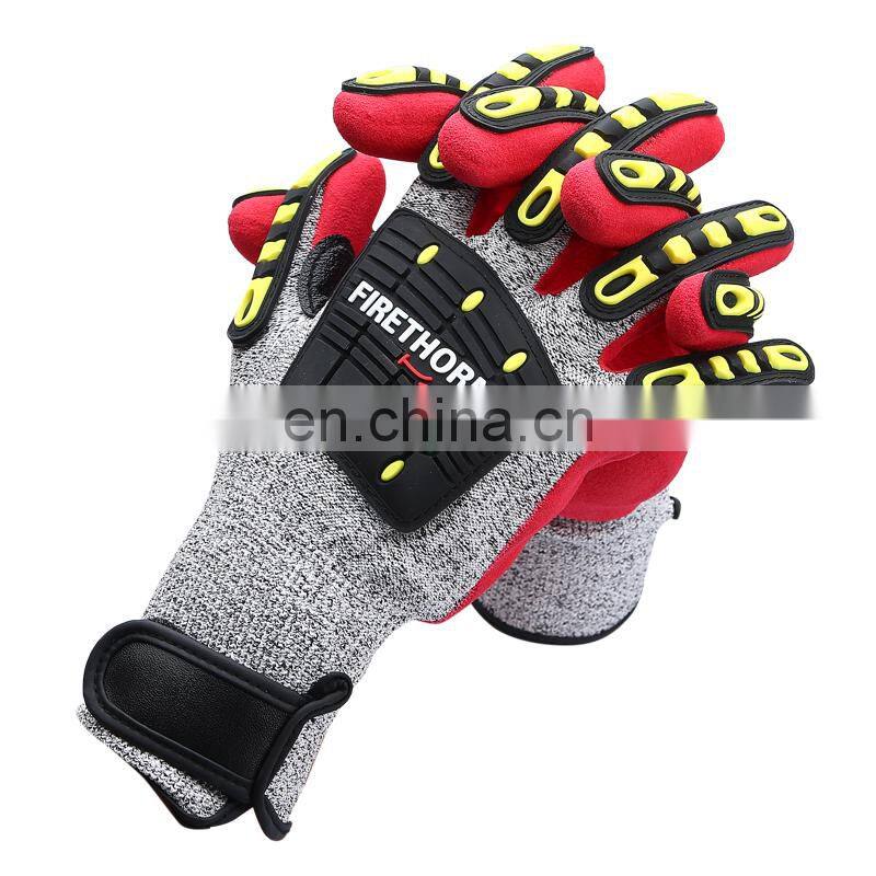 Iron clad Sandy Nitrile Coating Multi Function Anti Cut 5 Resistant Impact Utility Mechanics Work Gloves