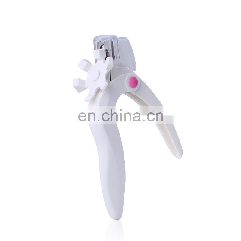 professional Nails salon products DIY nail clipper U-shaped scissors false nail tip cutter with measure Turntable Head tool