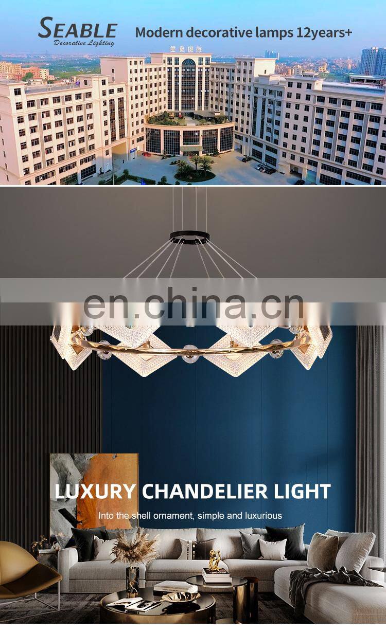 New Product Luxury Decoration Living Room Bedroom Iron Acrylic Indoor Gold LED Modern Pendant Lamp