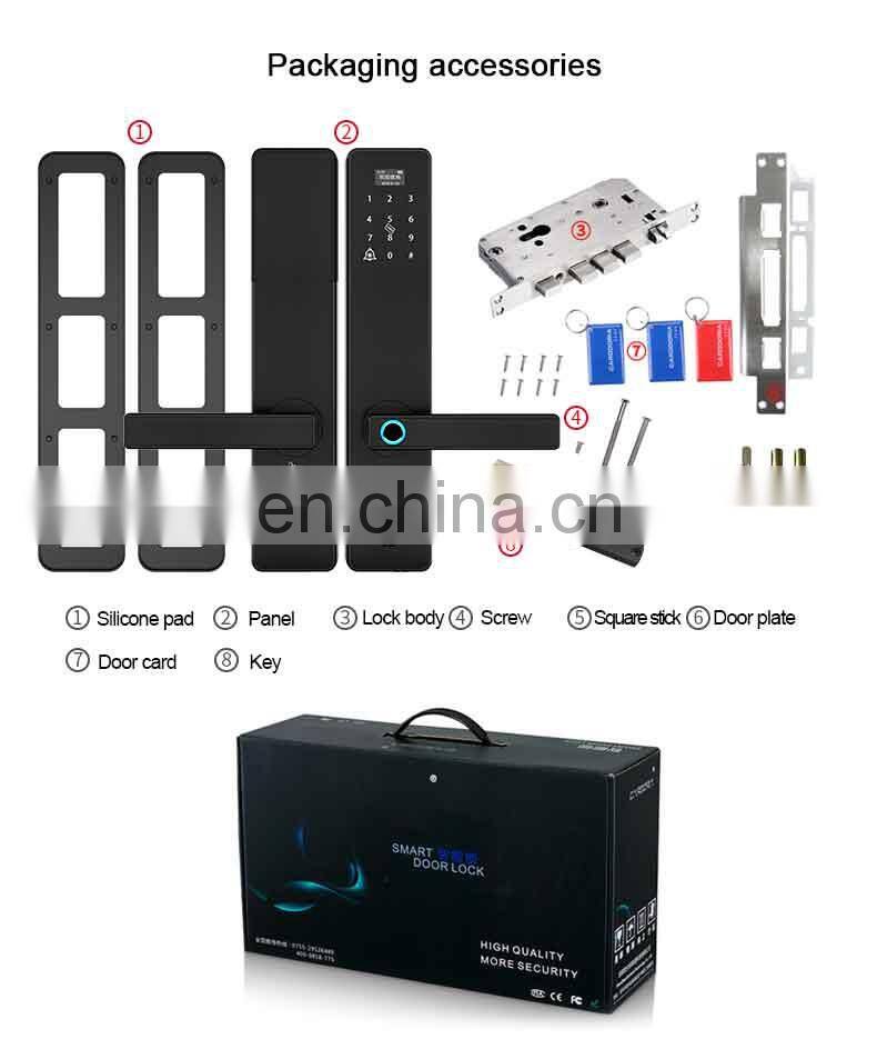 High Security Fingerprint Open Smart Door Lock With Automatic Alarms for wooden door anti - theft door