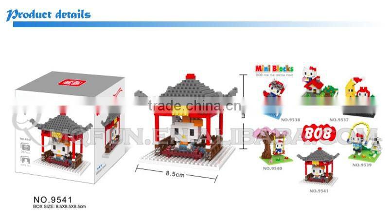 Mini Qute BOB 6 styles kawaii 3D hello kitty moon plastic kids figures diamond building blocks brick model educational toy