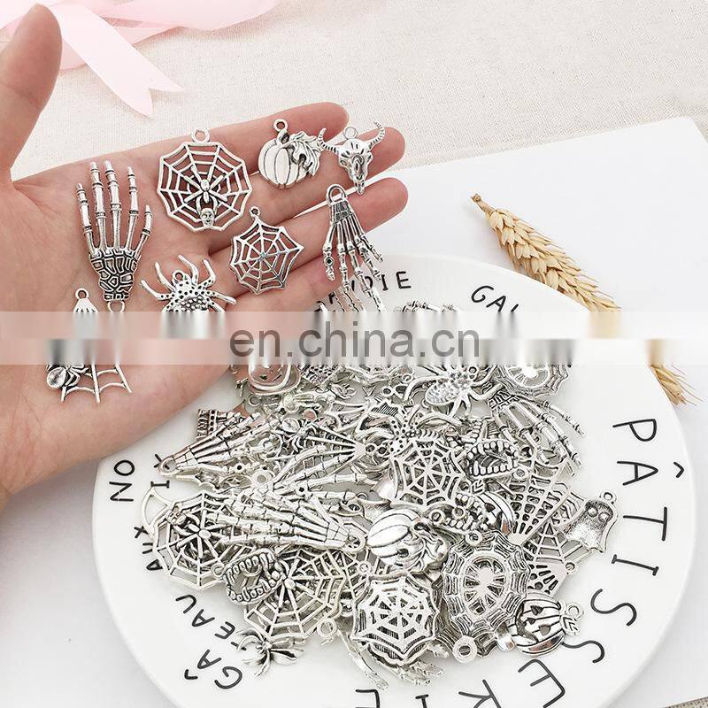 100 pieces Mix sale Tibetan silver accessories Halloween ancient silver bracelet accessories diy pendant