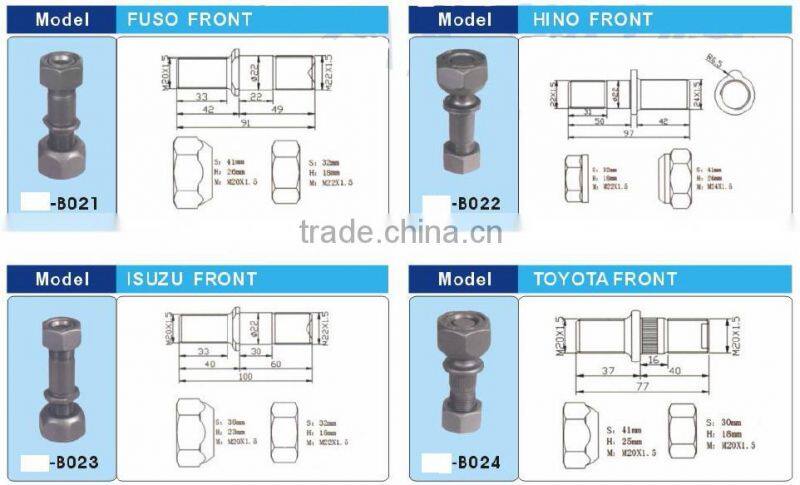 Hub Bolts Nissan Hub Bolt Wheel hub bolt for Tk20 wheel bolt Wheel Hub Bolt Lug Bolts 19mm Hex