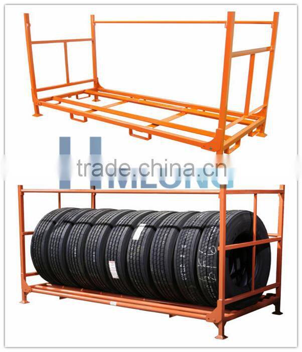 Powder coating folding metal mobile tire rack for sale