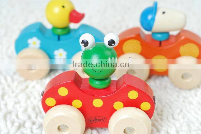 Mini wooden animal car toys for kids