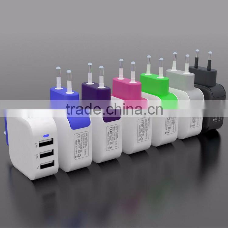 High Quality Best factory price travel charger 5V 2.1A US EU UK PLUG USB Wall Charger