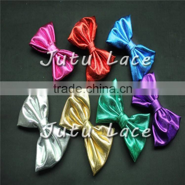 Wholesale candy color DIY craft flowers - kids shoe Decoration Shiny Golden Bow
