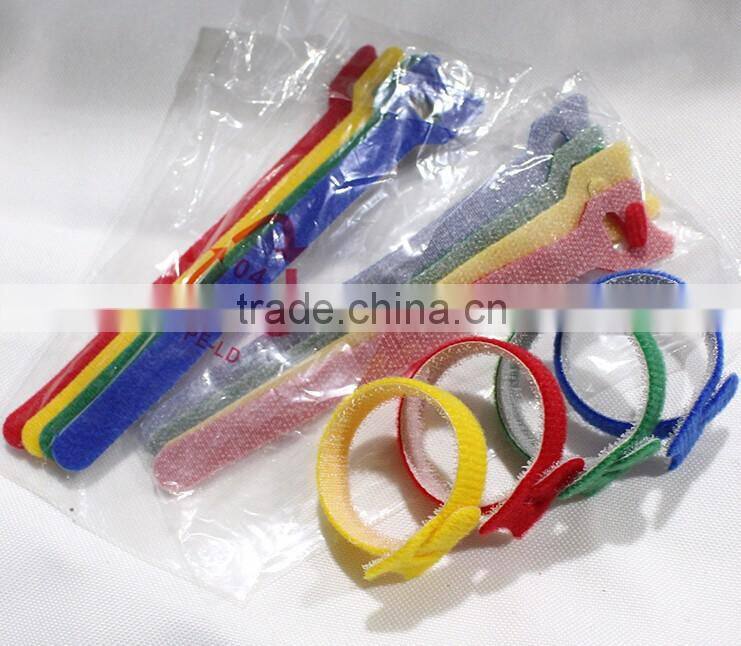 Soft custom colour available adjustable hook and loop wire cable tie