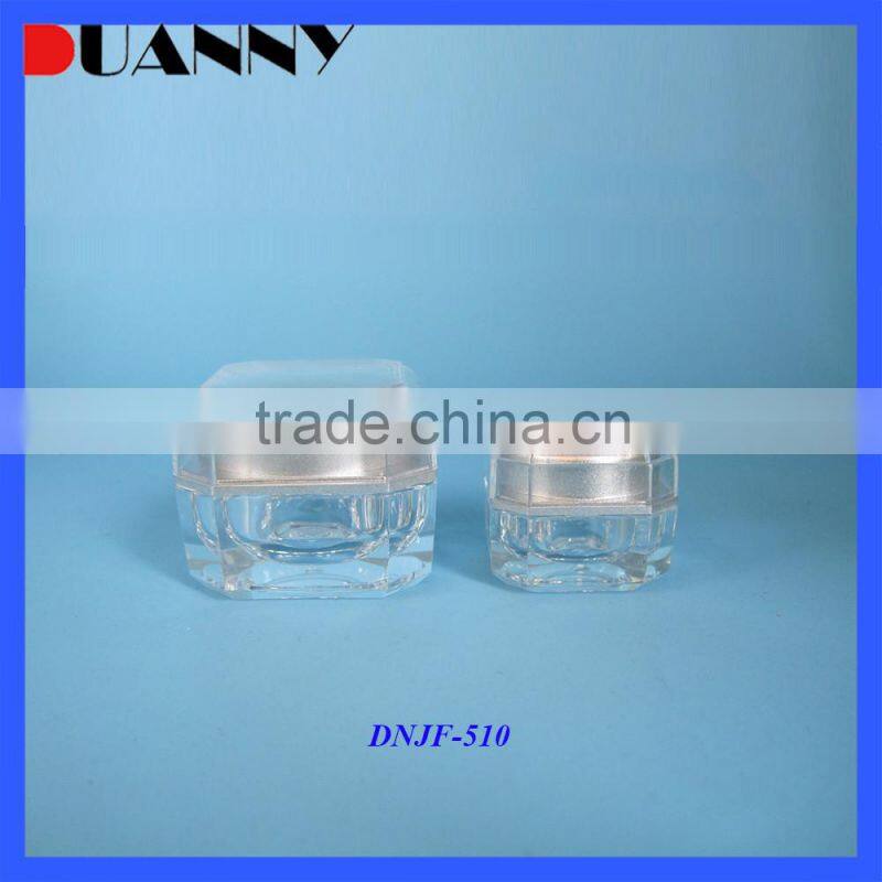 White Acrylic Plastic Square Cosmetics 5G 10G Double Wall Cream Jar For Sale