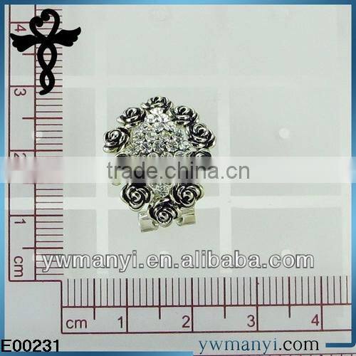 2014 new fashion ladies stud designs k gold enamel little rose stick on earrings for adults in zinc alloy jewelry E00231