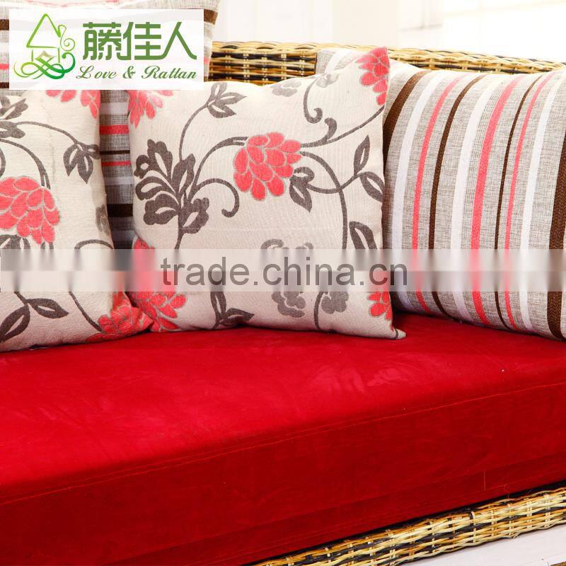 Half Circle Water Hyacinth Natural Rattan Leather Round Sofa Cum Bed